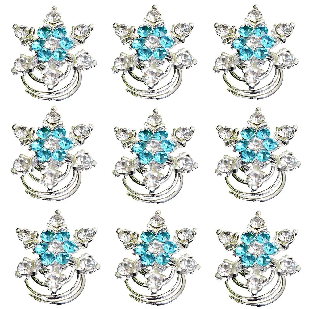 10pcs Clear Crystal Blue Crystal Swirl Hair Twists Coils Spirals Hair Pin Clip Accessories