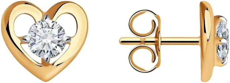 14K Gold Plated Sterling Silver Dainty Heart Stud Earrings for Women | Minimalist 925 Diamond Stud Earring.