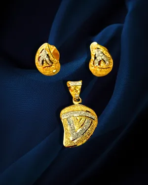22 KT Gold Designer Mango Shaped Pendant Set (D128)