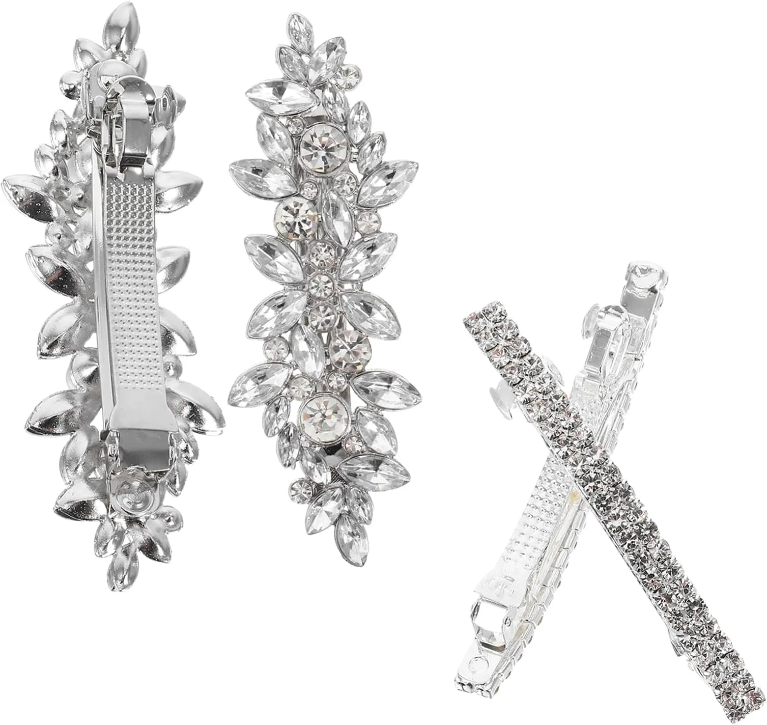 4 Pcs Decorative Rhinestone Hair Clips Elegant Metal Barrettes for Women Versatile Accessories for Weddings Parties and Everyday Styles