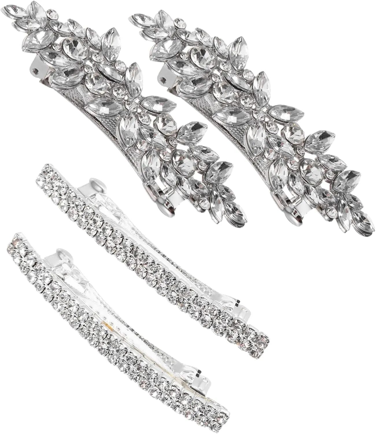 4 Pcs Rhinestone Flower Barrettes Durable Hairpins for Women Retro Wedding Accessories Flexible Styling for Bridal Bridesmaid and Formal Events