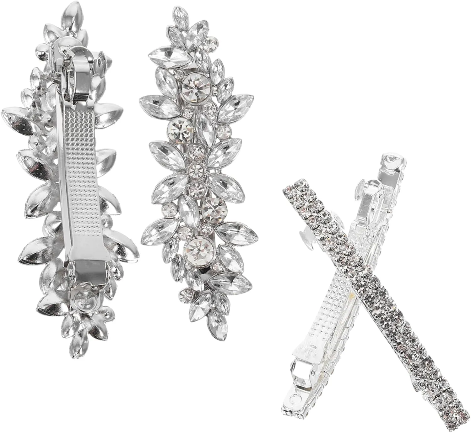 4 Pcs Rhinestone Hair Barrettes Clips Elegant Bridal Hairpins for Women Versatile Accessories for Weddings Parties Everyday Use Effortless Styling