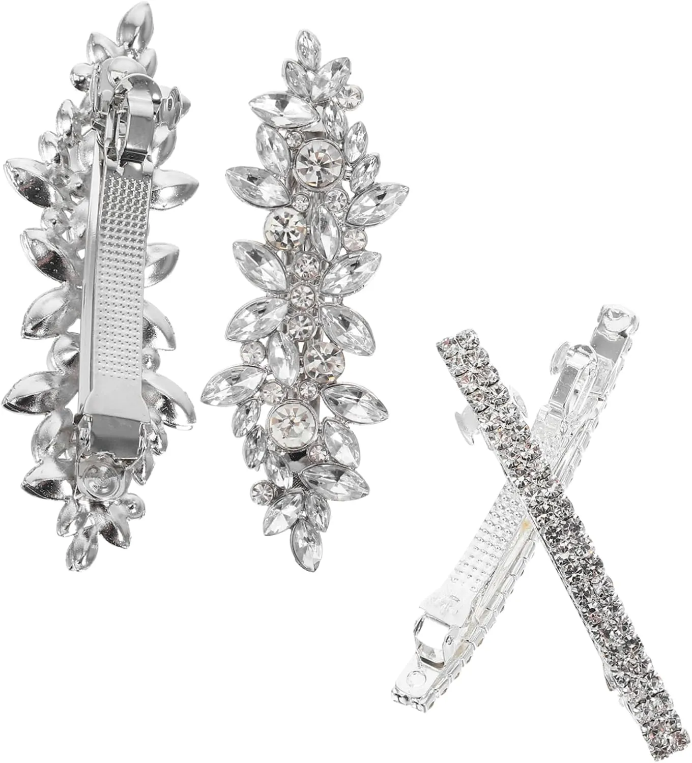 4 Pcs Rhinestone Hair Barrettes Clips Metal Hairpins with Glass Accents for Women for Weddings Parties and Everyday Use Secure Comfortable Fit