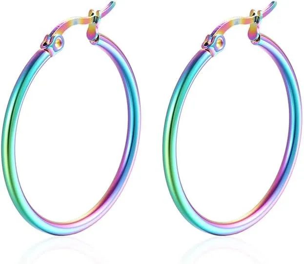5 Pairs Hoop Earrings for Sensitive Ears Hypoallergenic Stainless Steel Earrings for Women Men Lightweight Small Huggie Hoop Earrings Set 10MM 15MM 20MM 25MM 30MM