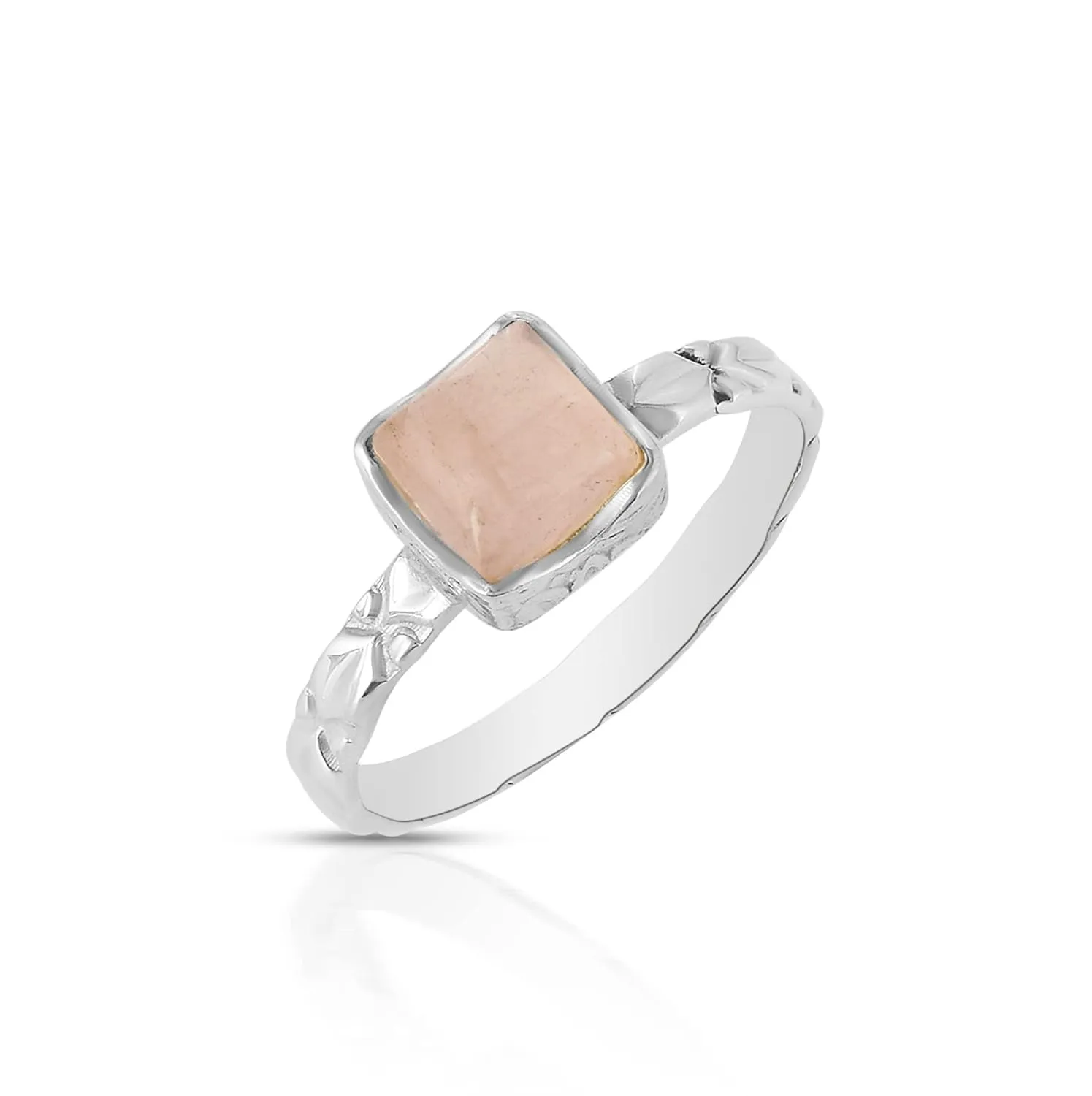 925 Sterling Silver Ring For Womens Natural Rose Quartz Ring Sterling Silver Engagement Ring Bezel Set Gemstone Ring