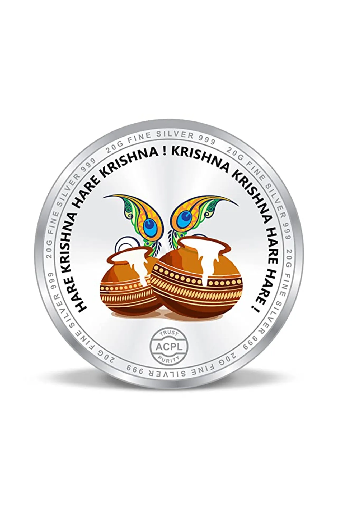 999 Pure Silver Krishna 20 Grams Coin (Design 50)
