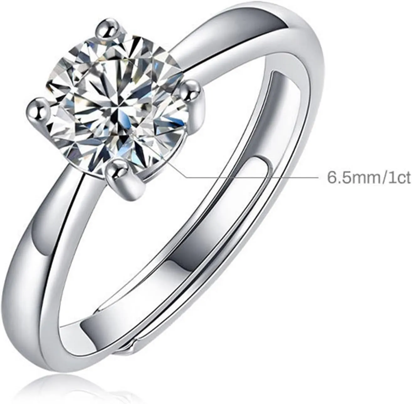 Aienid Forever Ring Engagement Rings White Gold 9K Au375/Au585 Size Round-Shape 6.5mm Moissanite Stackable for Women Wedding