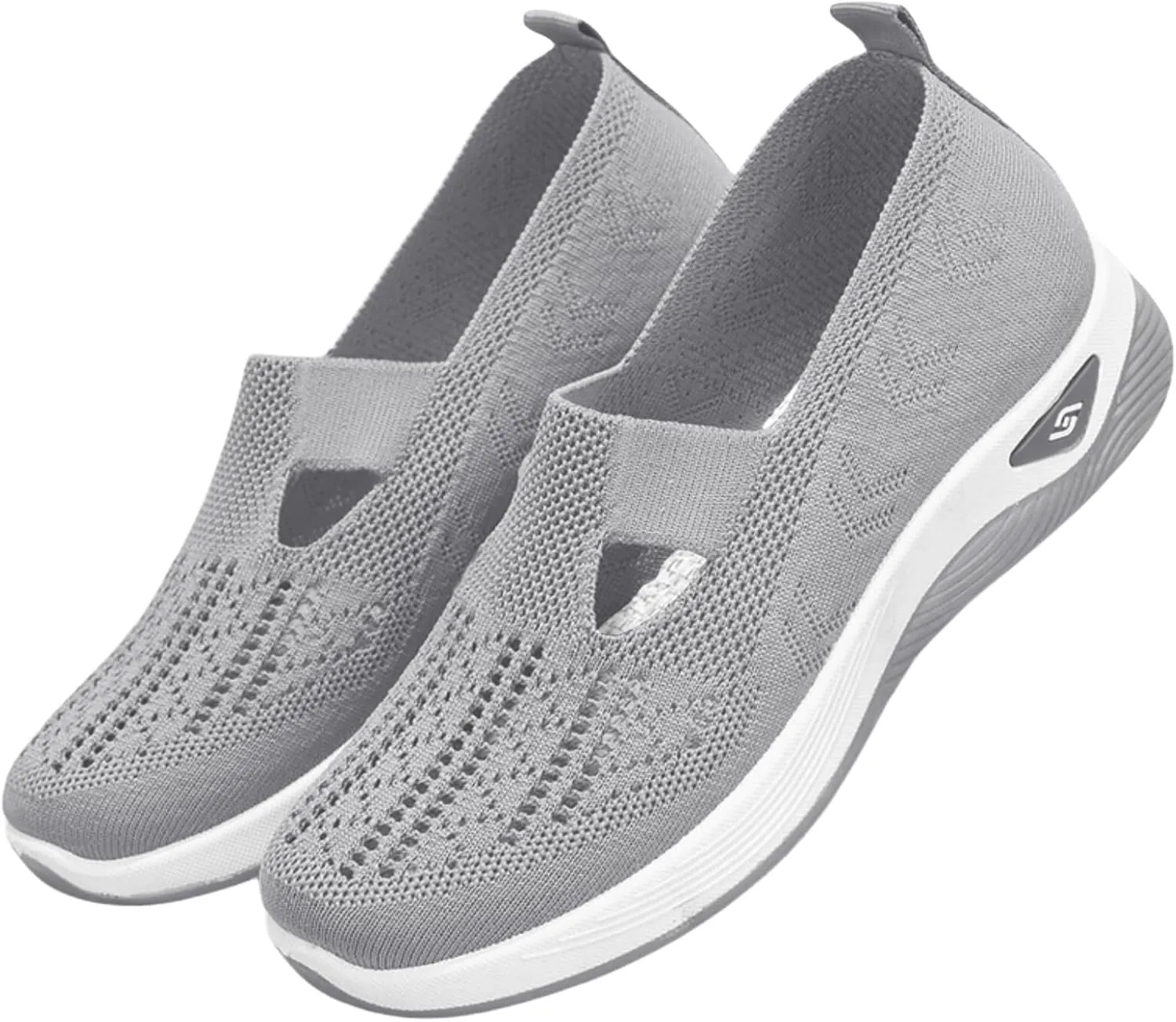 ALECH Women's Woven Orthopedic Sneakers Wide Soft Sole Shoes | Reduce Back and Knee Pressure (Woven-Gray,9 Wide)