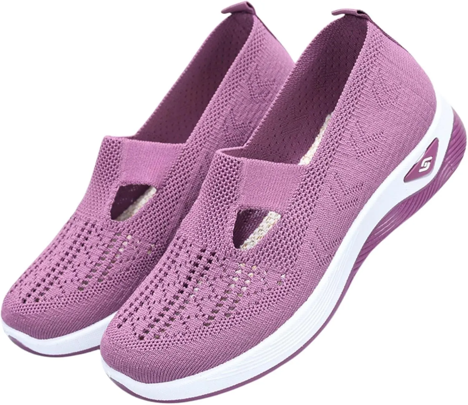 ALECH Women's Woven Orthopedic Sneakers Wide Soft Sole Shoes | Reduce Back and Knee Pressure (Woven-Purple,9 Wide)