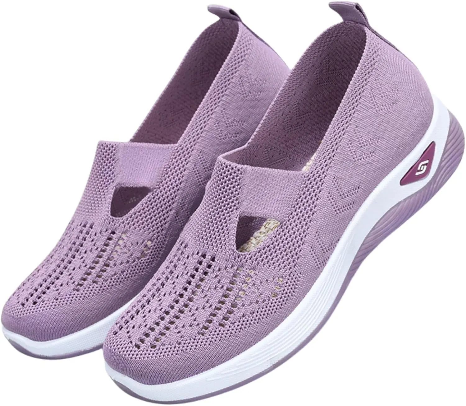 ALECH Women's Woven Orthopedic Sneakers Wide Soft Sole Shoes | Reduce Back and Knee Pressure (Woven-Taro Purple,10 Wide)