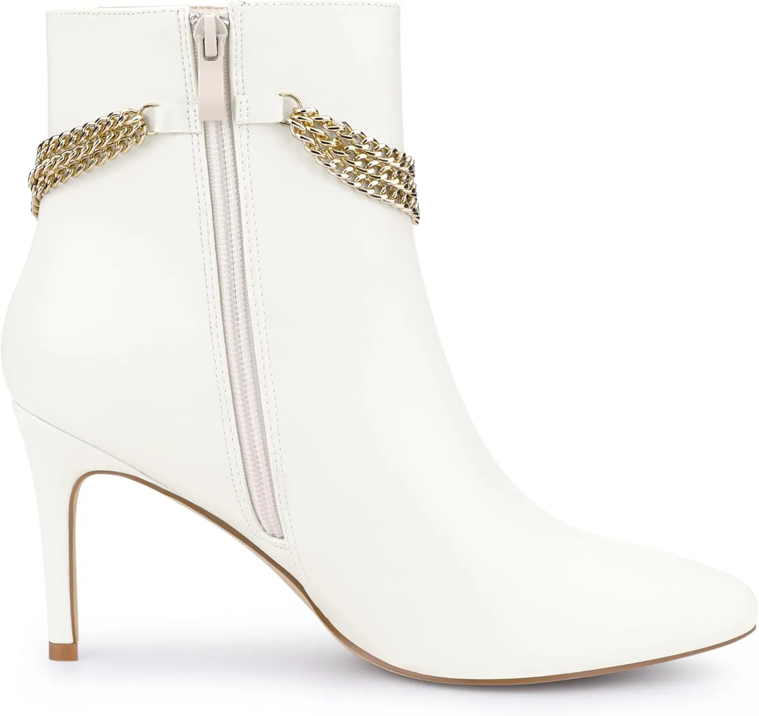 Allegra K Women's Pointy Toe Stiletto Heels Chain Ankle Boots