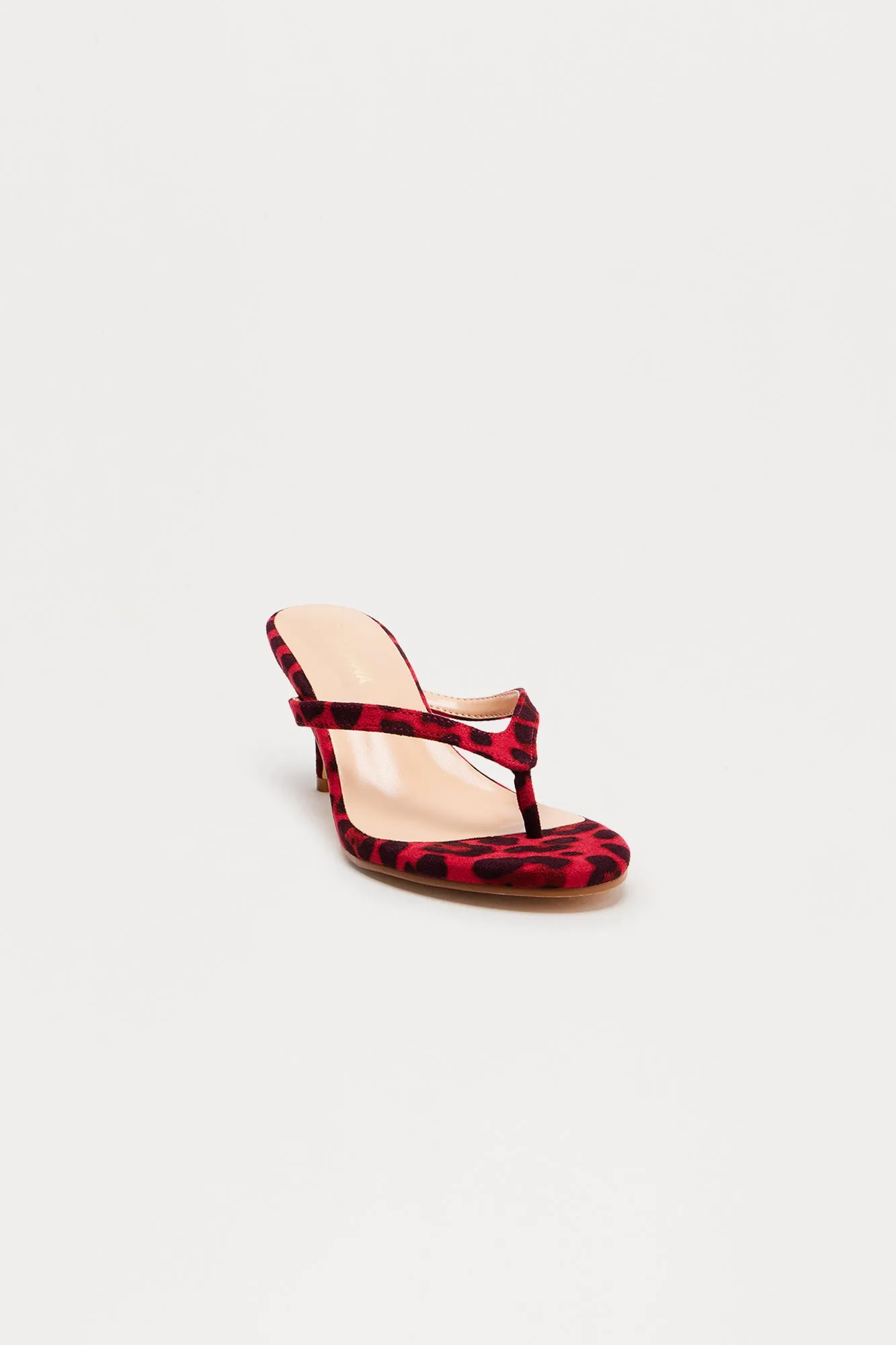 Ambere Leopard Print Thong Mules - Red/combo