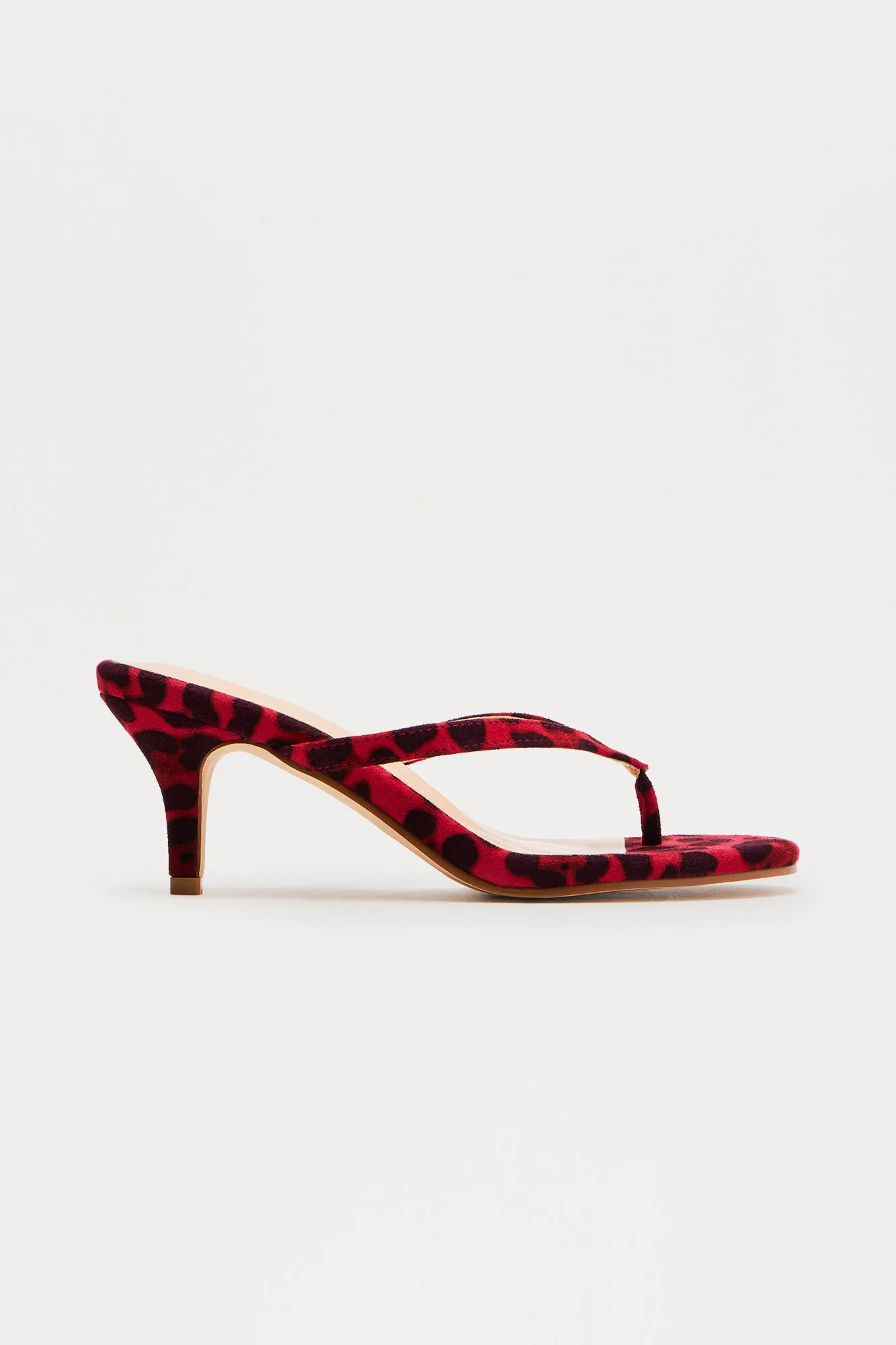 Ambere Leopard Print Thong Mules - Red/combo