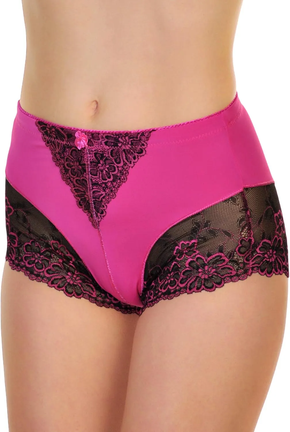 Angelina Women's High Waist Boxer Briefs with Lace Accent Detail