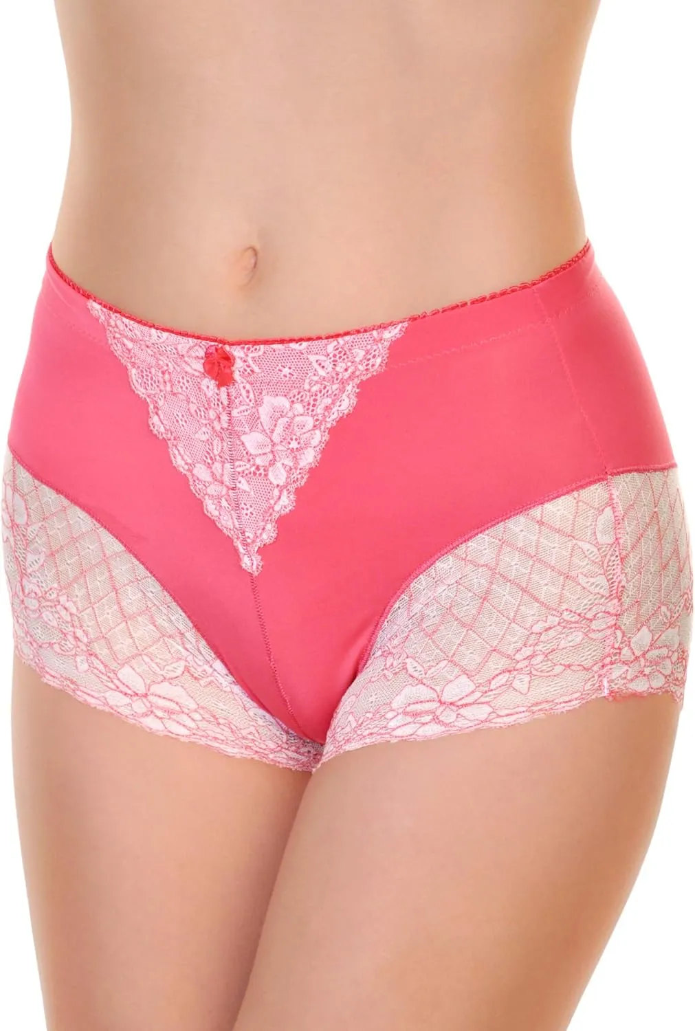 Angelina Women's High Waist Boxer Briefs with Lace Accent Detail