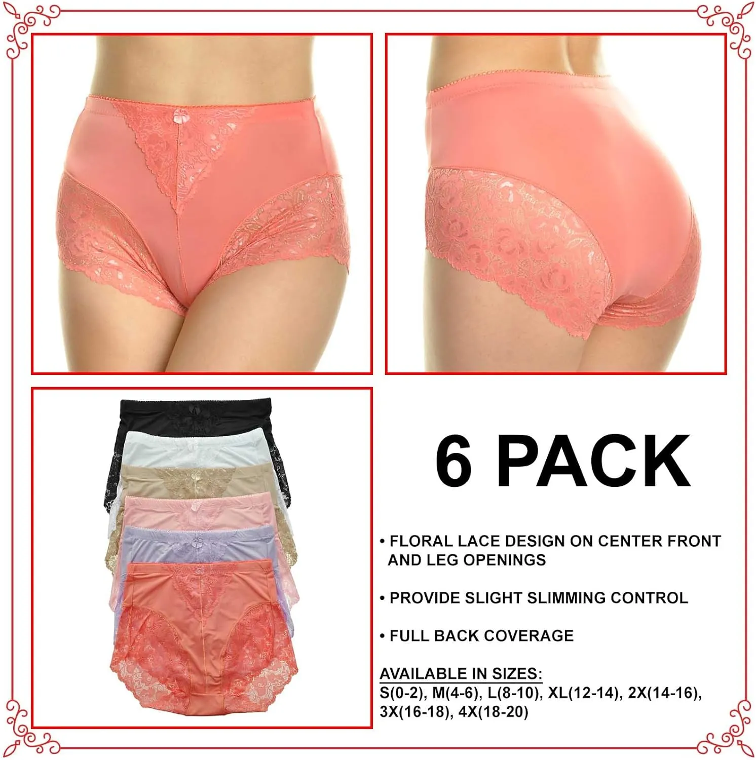 Angelina Women's High Waist Boxer Briefs with Lace Accent Detail