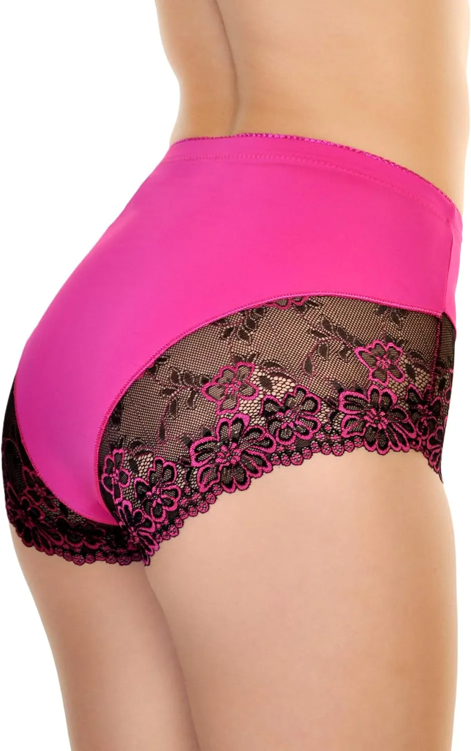 Angelina Women's High Waist Boxer Briefs with Lace Accent Detail