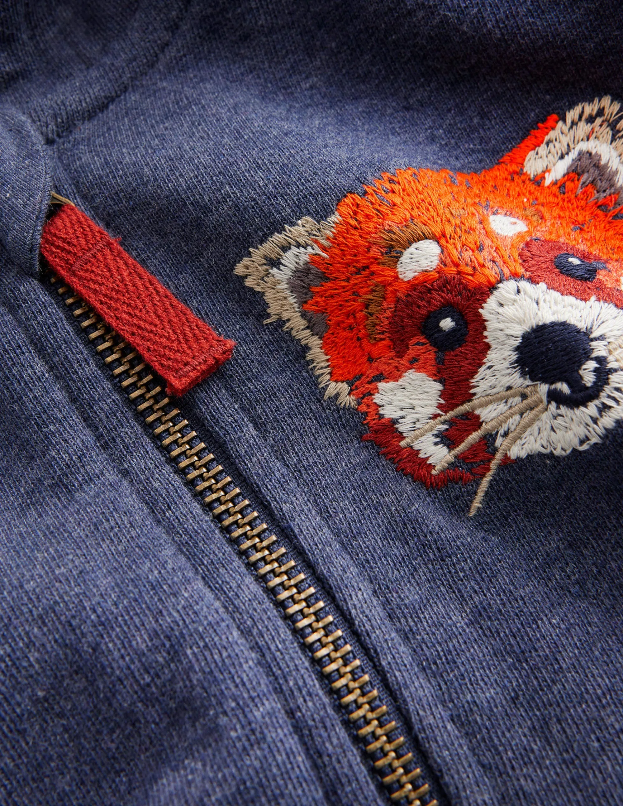 Animal Zip-Through Hoodie-Blue Marl Panda