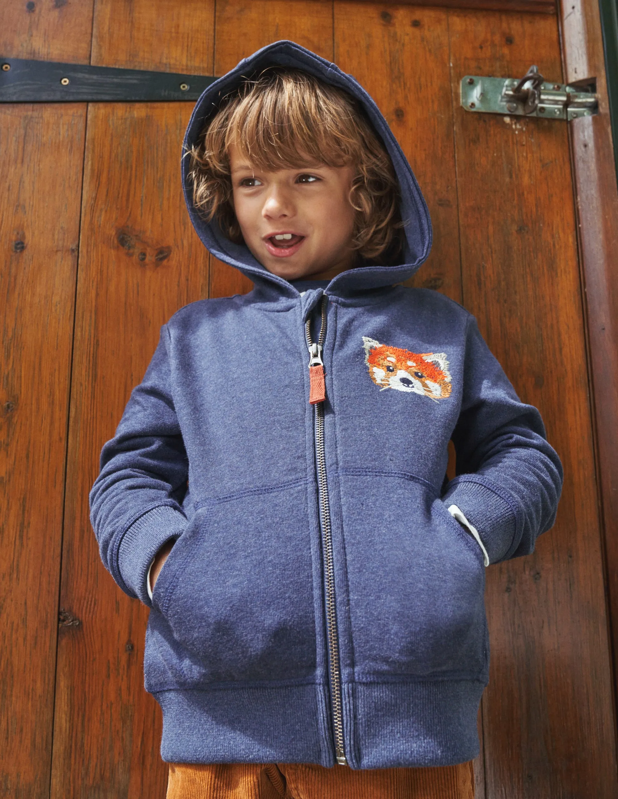 Animal Zip-Through Hoodie-Blue Marl Panda