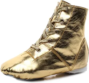 AOQUNFS Women Lace up Jazz Boots Split Sole Black Ankle Dance Sneakers for Men Adult,Model GBJS-PU