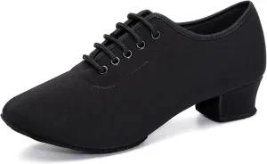 AOQUNFS Women's Latin Dance Shoes Ballroom Salsa Split-Sole Rhythm Teaching Professional Practice Dance Shoes,NJB-3.5,Black,US 7