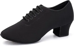 AOQUNFS Women's Latin Dance Shoes Ballroom Salsa Split-Sole Rhythm Teaching Professional Practice Dance Shoes,NJB-5,Black,US 7
