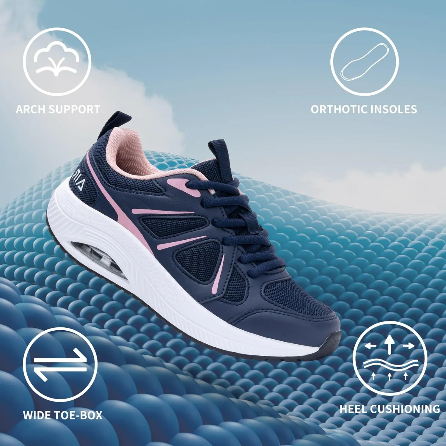 AOV Women Arch Support Walking Shoes Orthotic Sneakers for Plantar Fasciitis Foot and Heel Pain Relief Tennis Shoes, Size 5.5-11