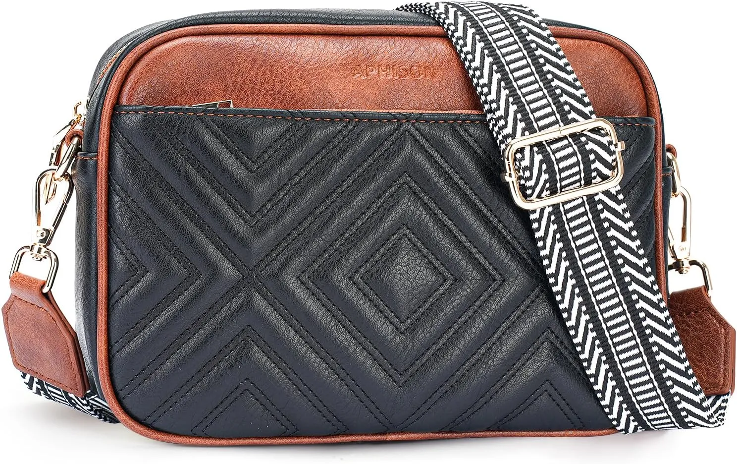 APHISON Quilted Crossbody Bags for Women Trendy,Vegan Leather Small Purses Shoulder Handbags with Adjustable Wide Strap