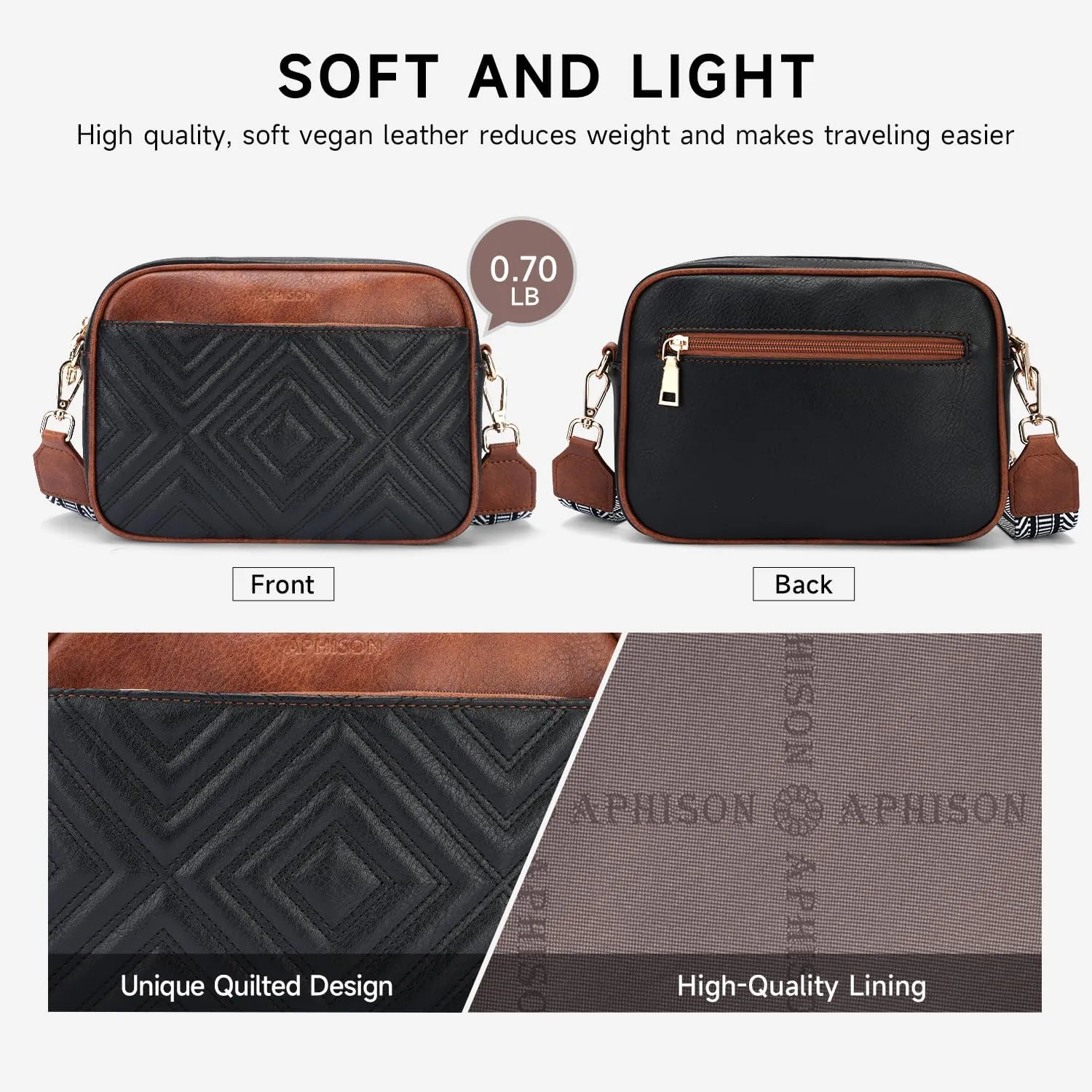 APHISON Quilted Crossbody Bags for Women Trendy,Vegan Leather Small Purses Shoulder Handbags with Adjustable Wide Strap