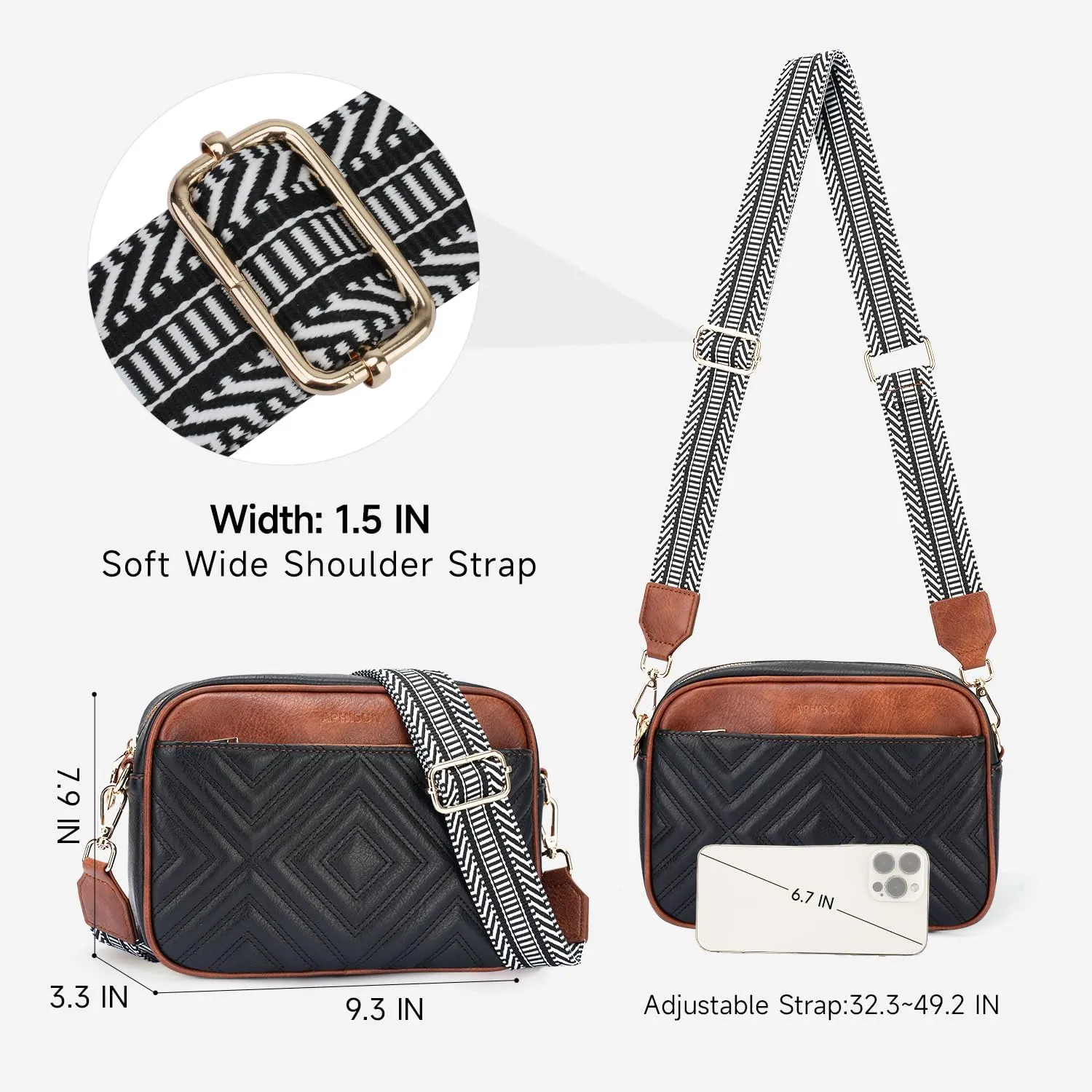 APHISON Quilted Crossbody Bags for Women Trendy,Vegan Leather Small Purses Shoulder Handbags with Adjustable Wide Strap