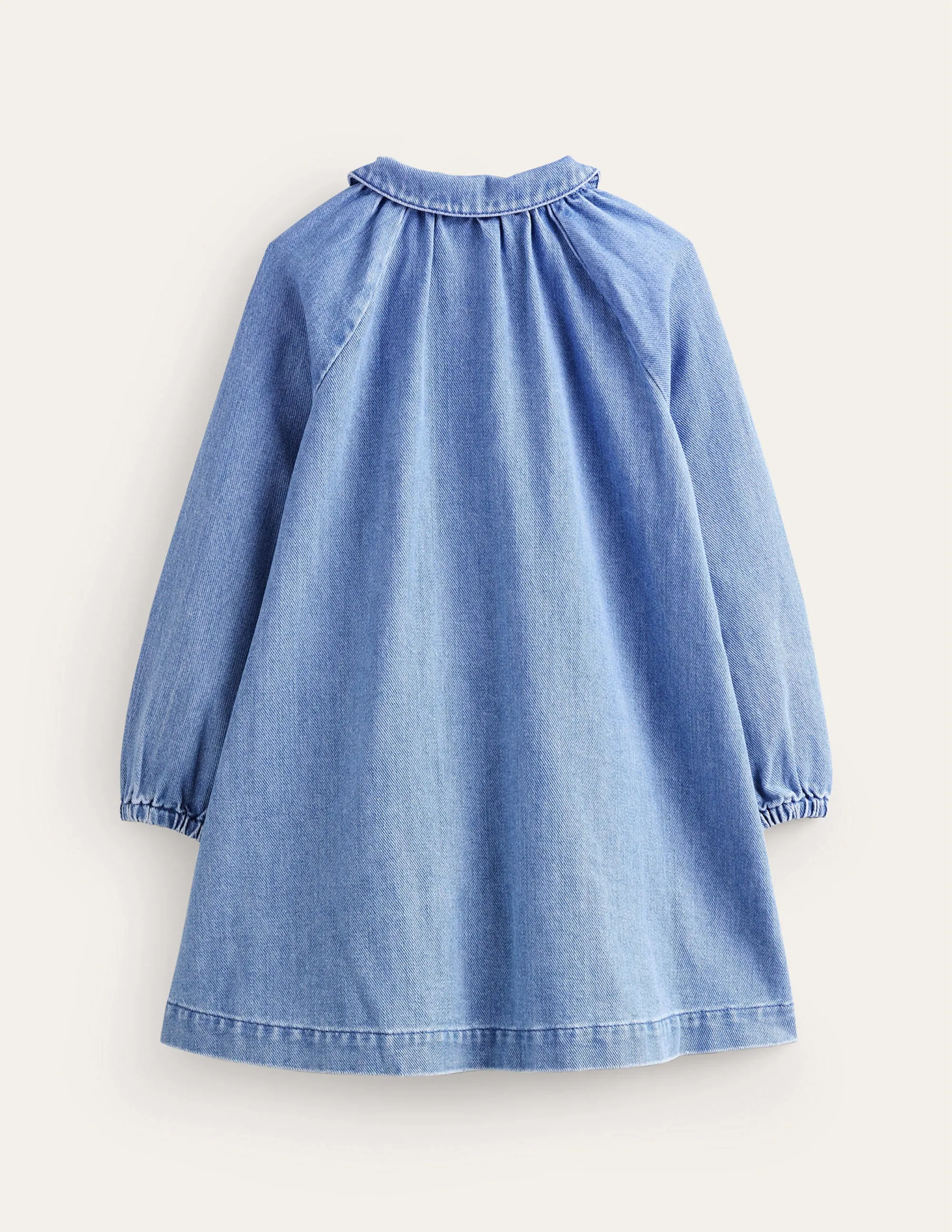 Appliqué Shirt Dress-Mid Vintage Denim Weather