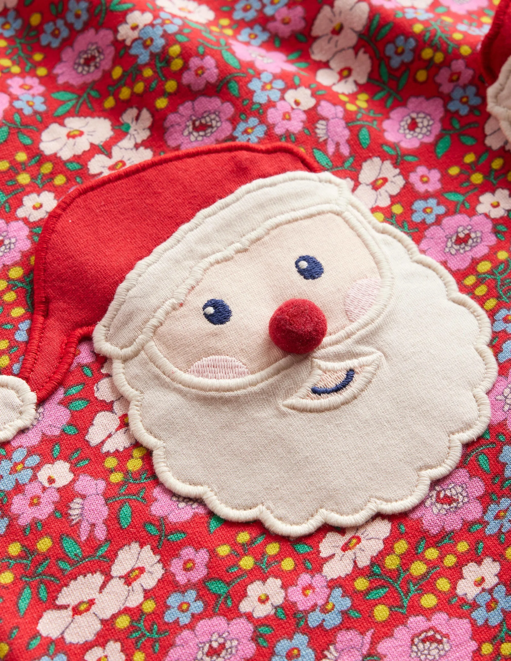 Applique Sweatshirt Tunic-Brilliant Red Festive Flower
