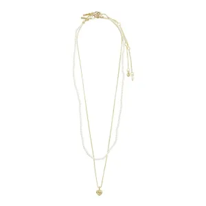ARLET Micro Pearls & Heart Pendant Necklace 2-in-1 Set