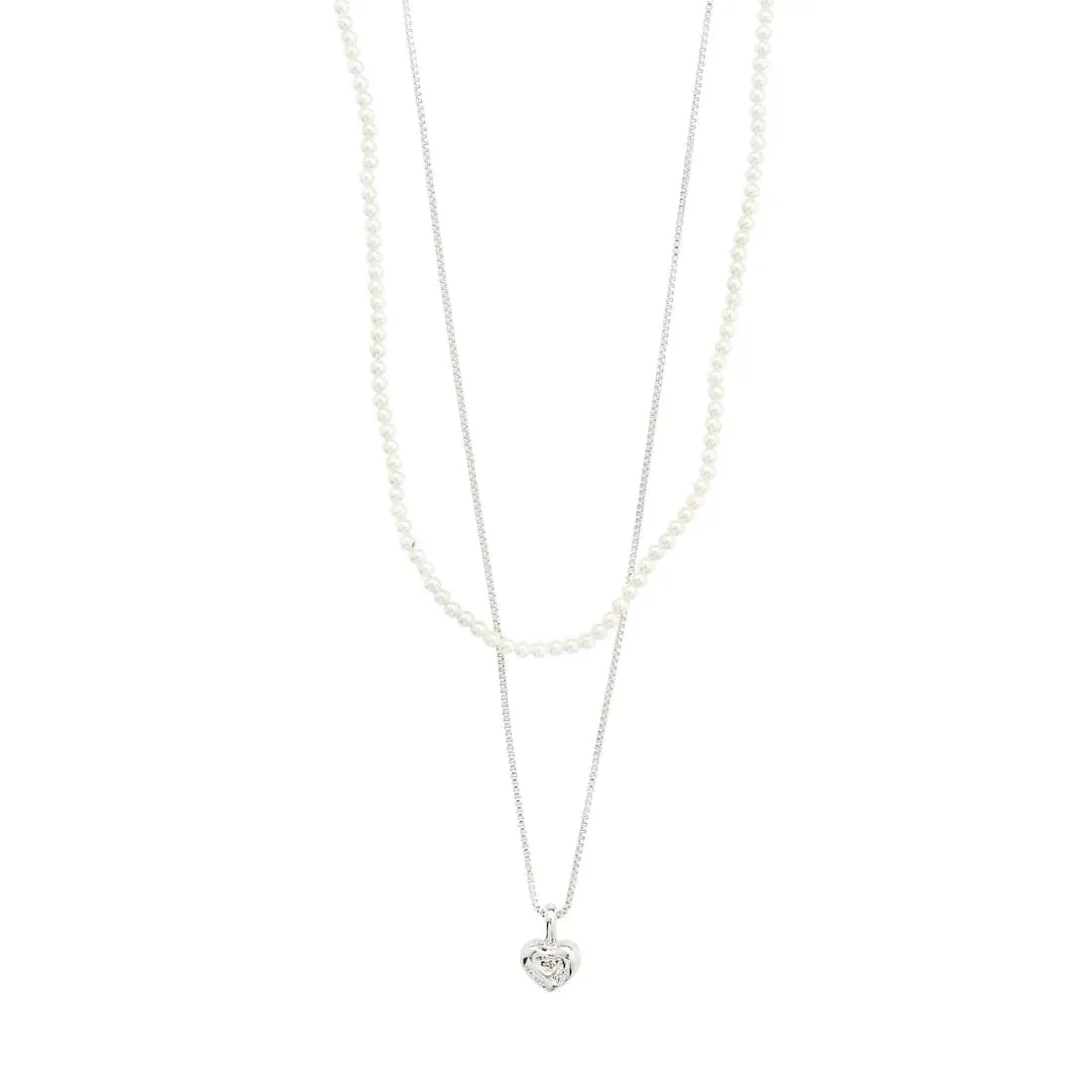 ARLET Micro Pearls & Heart Pendant Necklace 2-in-1 Set