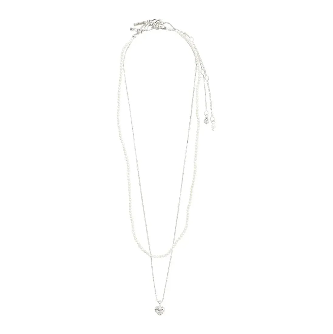 ARLET Micro Pearls & Heart Pendant Necklace 2-in-1 Set