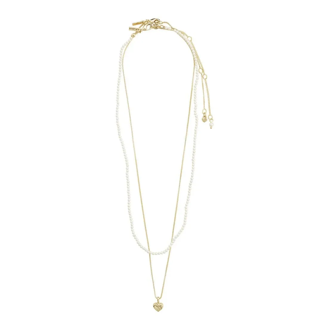 ARLET Micro Pearls & Heart Pendant Necklace 2-in-1 Set