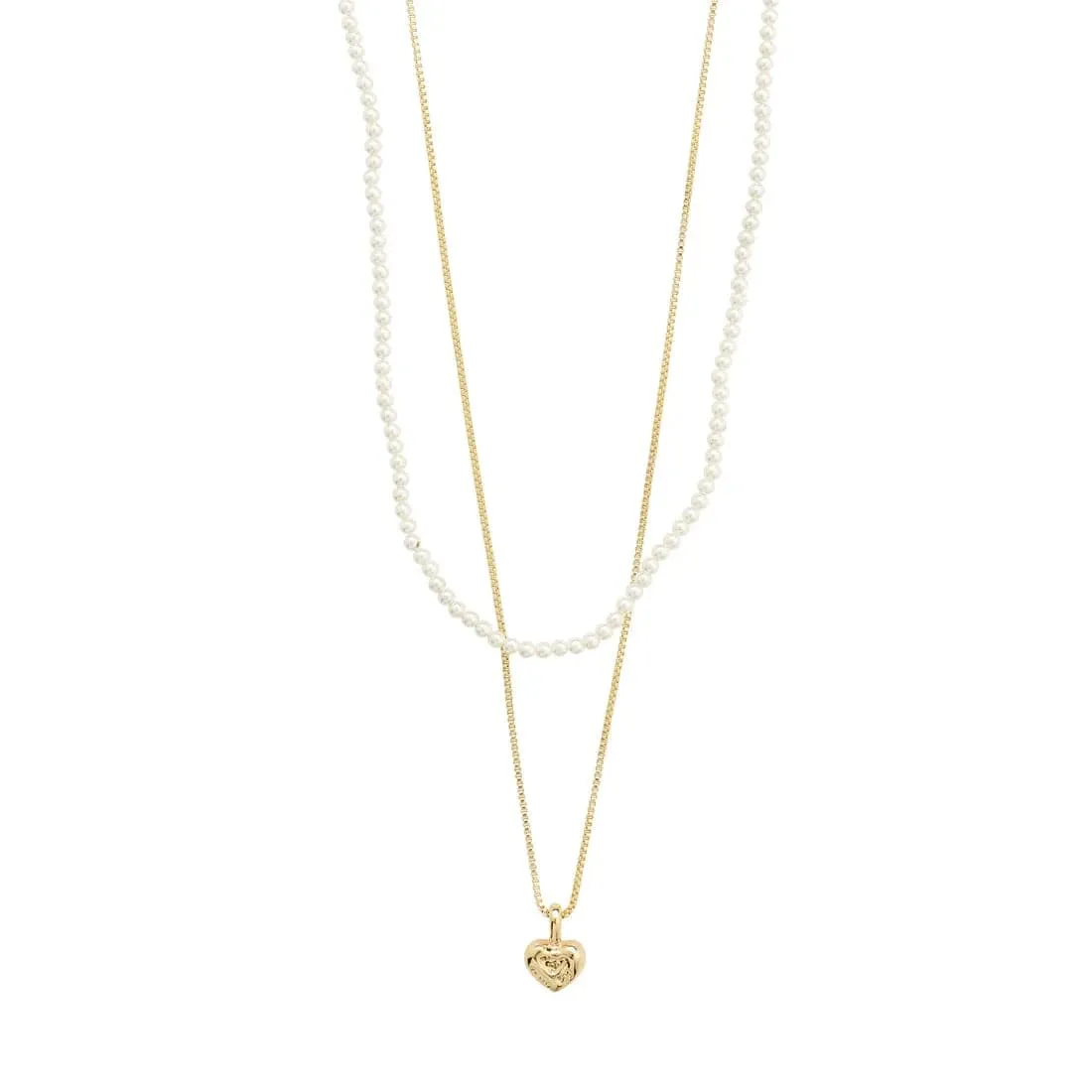 ARLET Micro Pearls & Heart Pendant Necklace 2-in-1 Set
