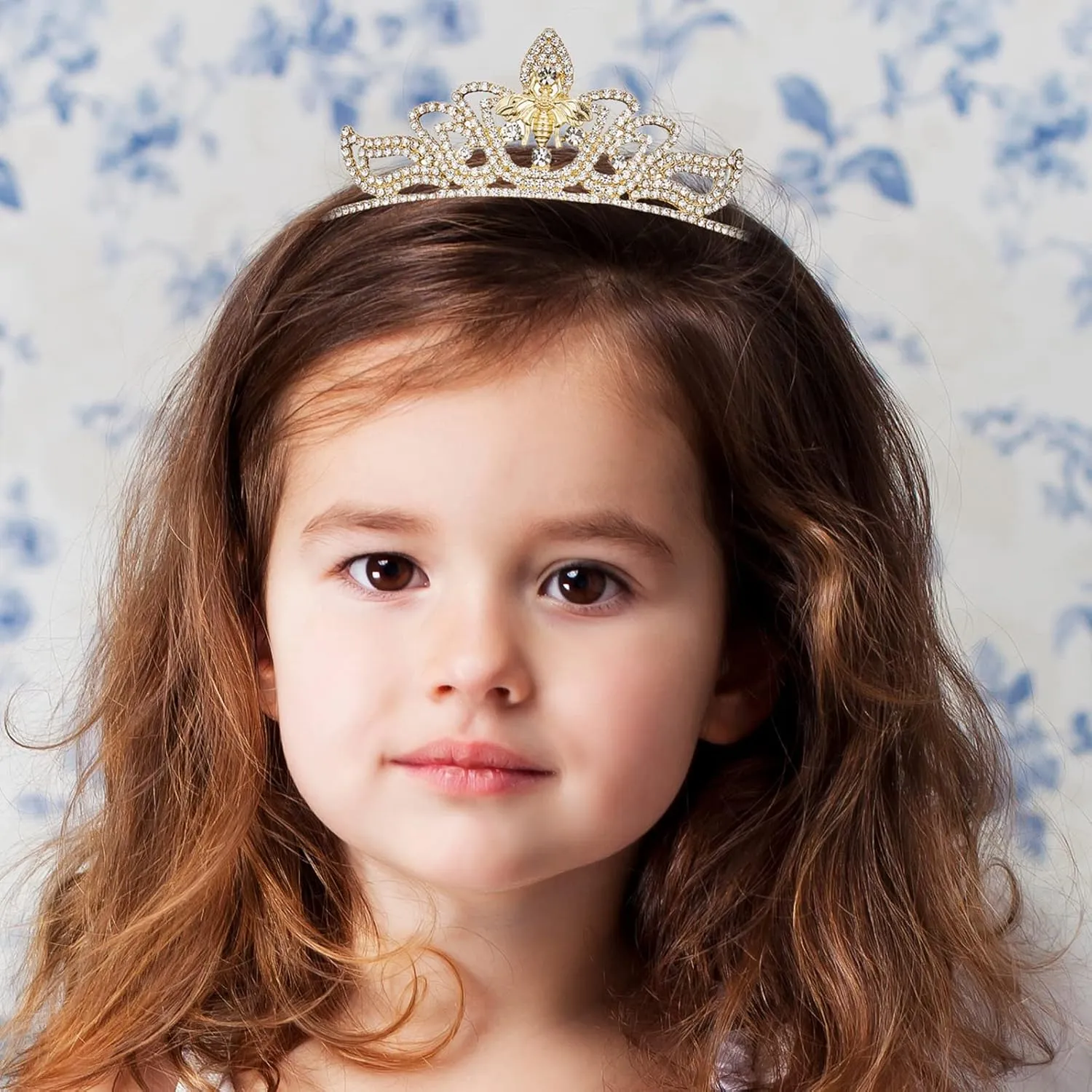AW BRIDAL Tiara for Brithday Rhinestone Princess Party Tiaras for Girls Sparkly Crystal Headband (Gold)