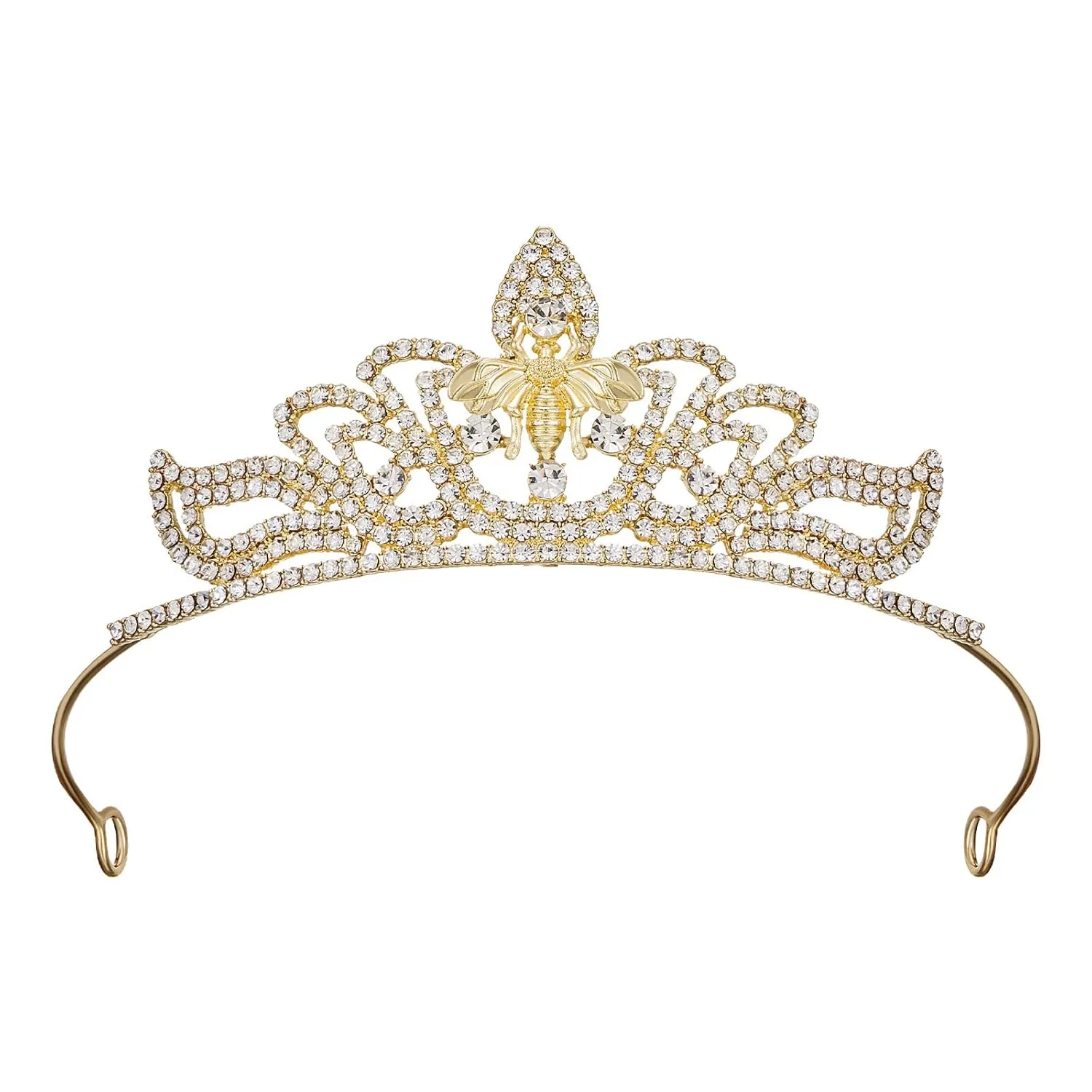 AW BRIDAL Tiara for Brithday Rhinestone Princess Party Tiaras for Girls Sparkly Crystal Headband (Gold)