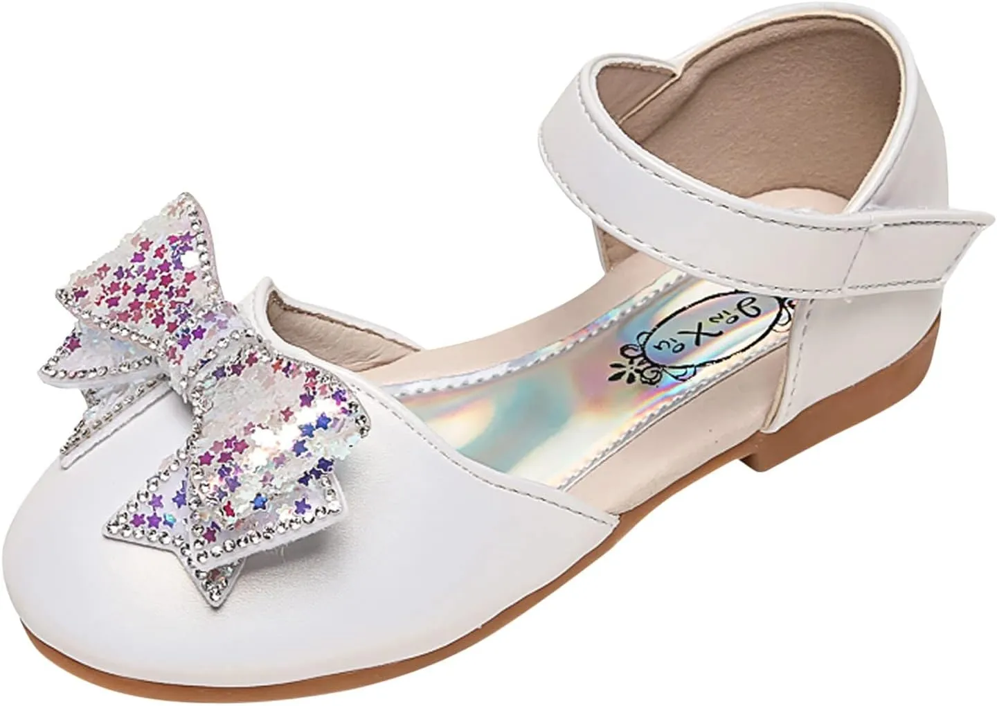 Baby Girls Dress Dance Shoes Bow Glitter Sequins Ankle ow Heel Sandals Closed Toe Strap Toddler Kids Loafers