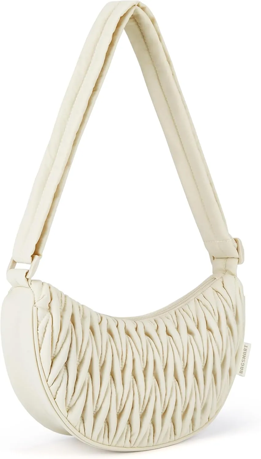 BAGSMART Nylon Crossbody Bags for Women, Quilted Crossbody Purses Crescent Shoulder Bag Hobo Handbags with Adjustable Strap