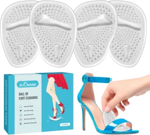 Ball of Foot Cushions (2 Pairs Gel Shoe Inserts), Heel Inserts for Women, Non Slip Heel Pads, Heel Cushions for Women Foot Pain Relief and Comfort, One Size Fits Any (Clear)