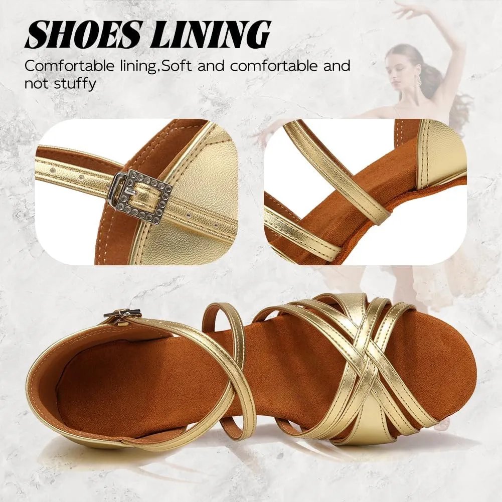Ballroom Latin Dance Shoes for Women Open Toe Salsa Tango Professional Dance Shoes 3 Inch