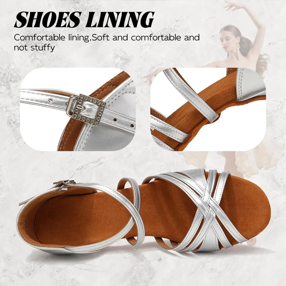 Ballroom Latin Dance Shoes for Women Open Toe Salsa Tango Professional Dance Shoes 3 Inch