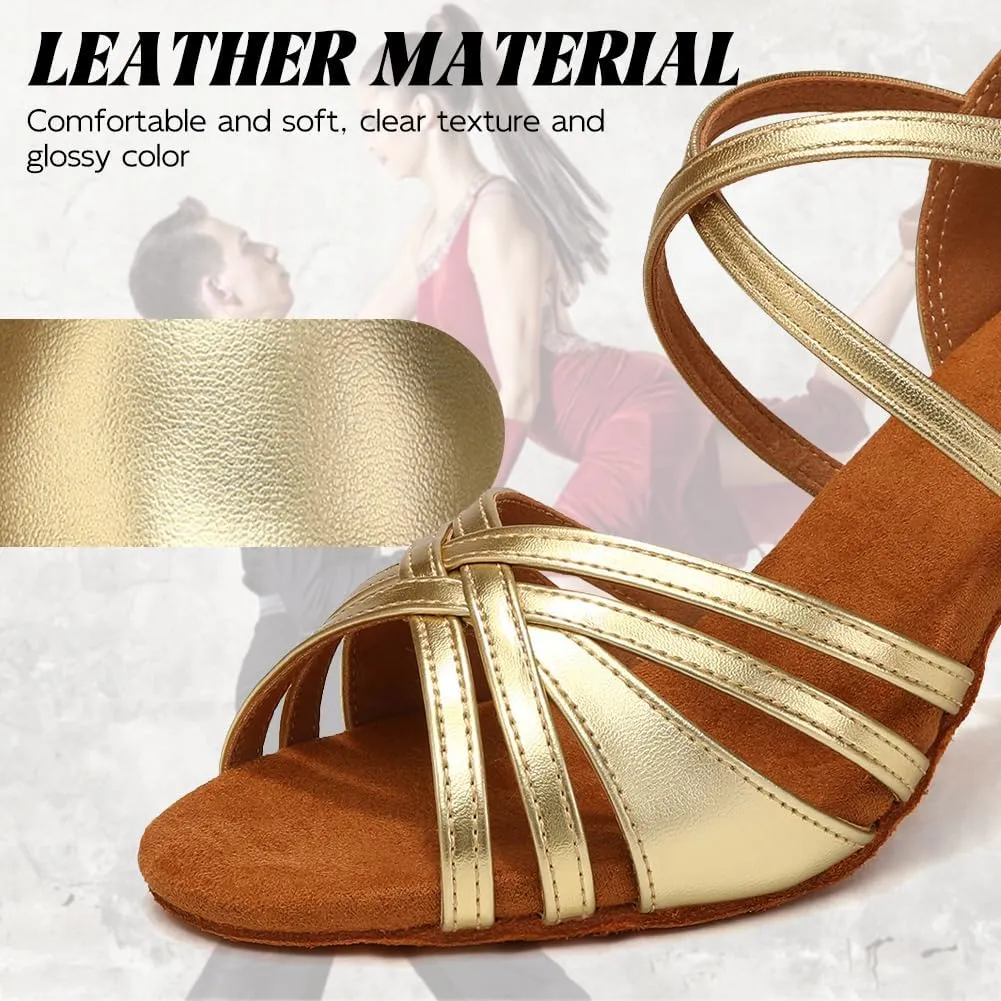 Ballroom Latin Dance Shoes for Women Open Toe Salsa Tango Professional Dance Shoes 3 Inch