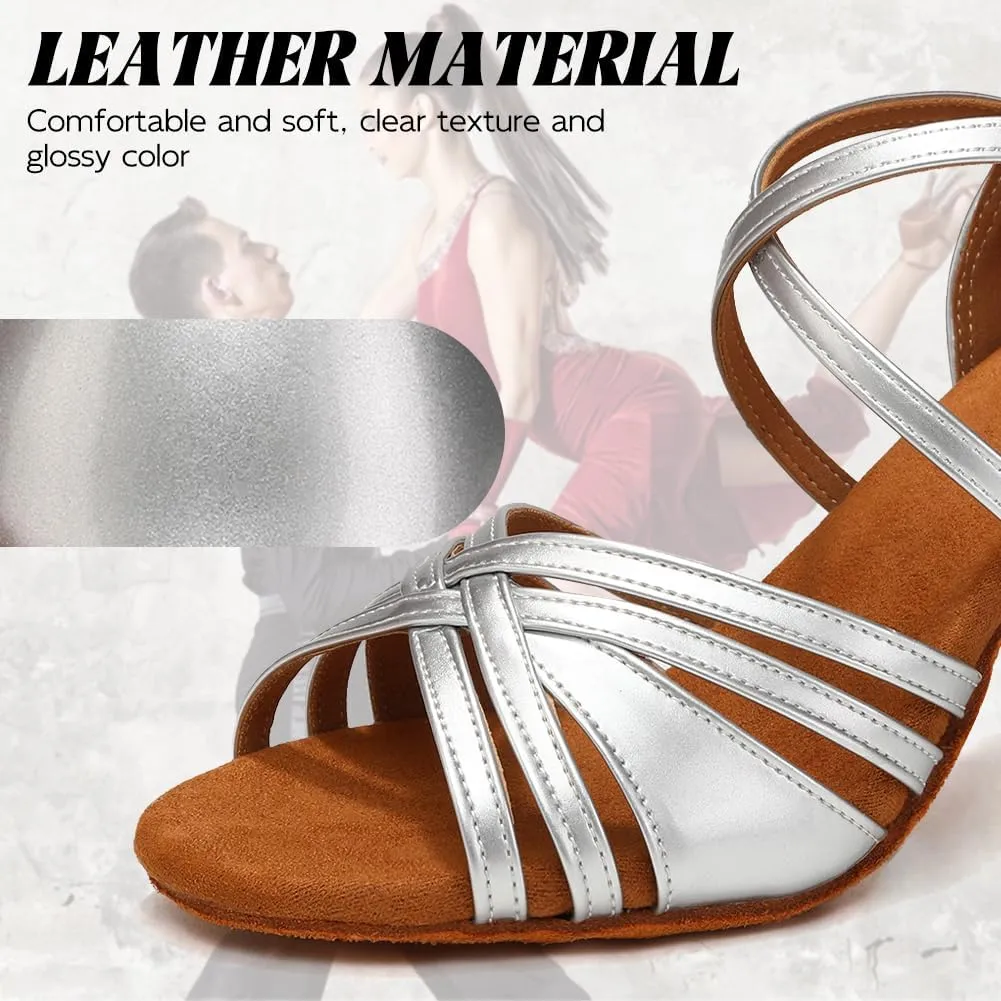 Ballroom Latin Dance Shoes for Women Open Toe Salsa Tango Professional Dance Shoes 3 Inch
