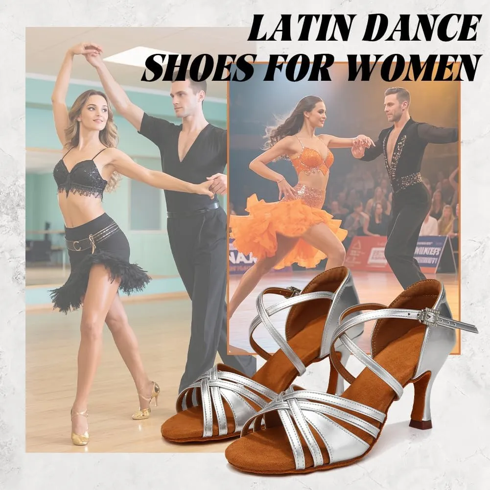 Ballroom Latin Dance Shoes for Women Open Toe Salsa Tango Professional Dance Shoes 3 Inch