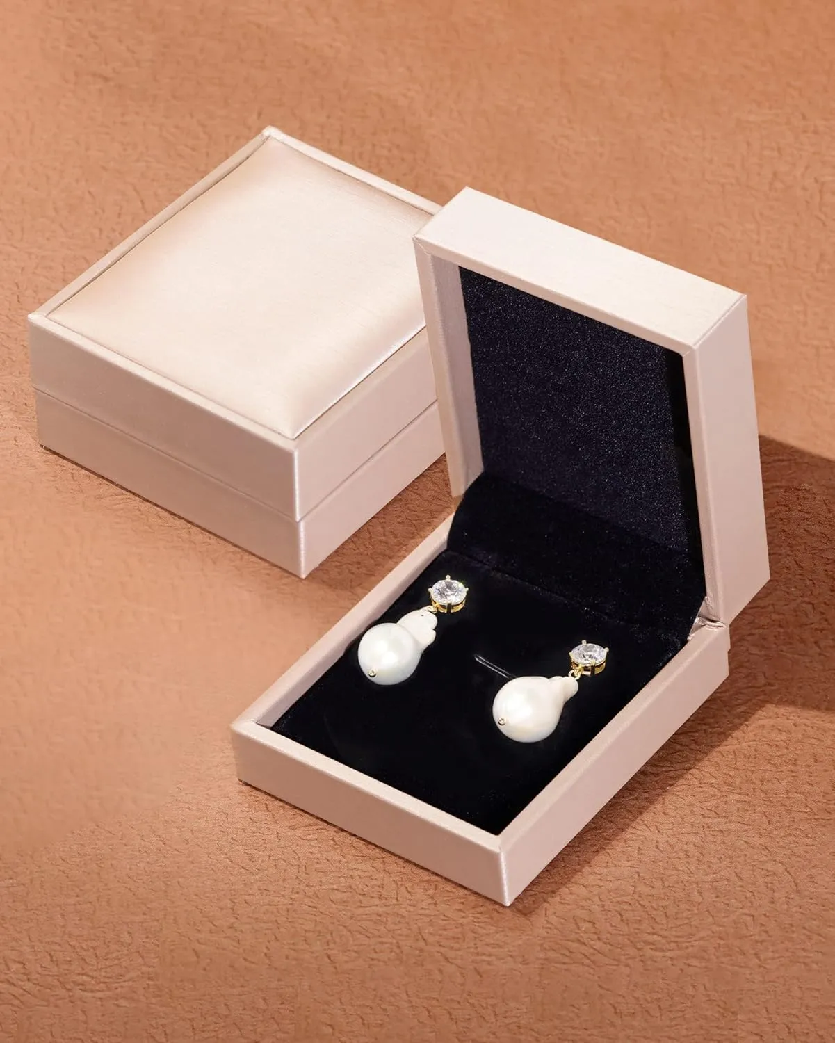 Baroque Pearl Drop Earrings Big Pearl Dangle Freshwater Cultured Pearls 14K/16K Real Gold Plated CZ Stud Teardrop Shaped Pearl Earrings for Women Wedding Christmas Gifts