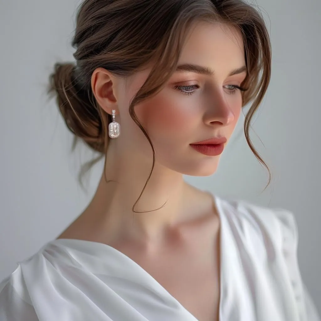 Baroque pearl earrings for Women cultured freshwater Pearl Stud hoop square statement earrings 14K Gold plated Drop Dangle Jewelry bridal wedding earrings birthday gift