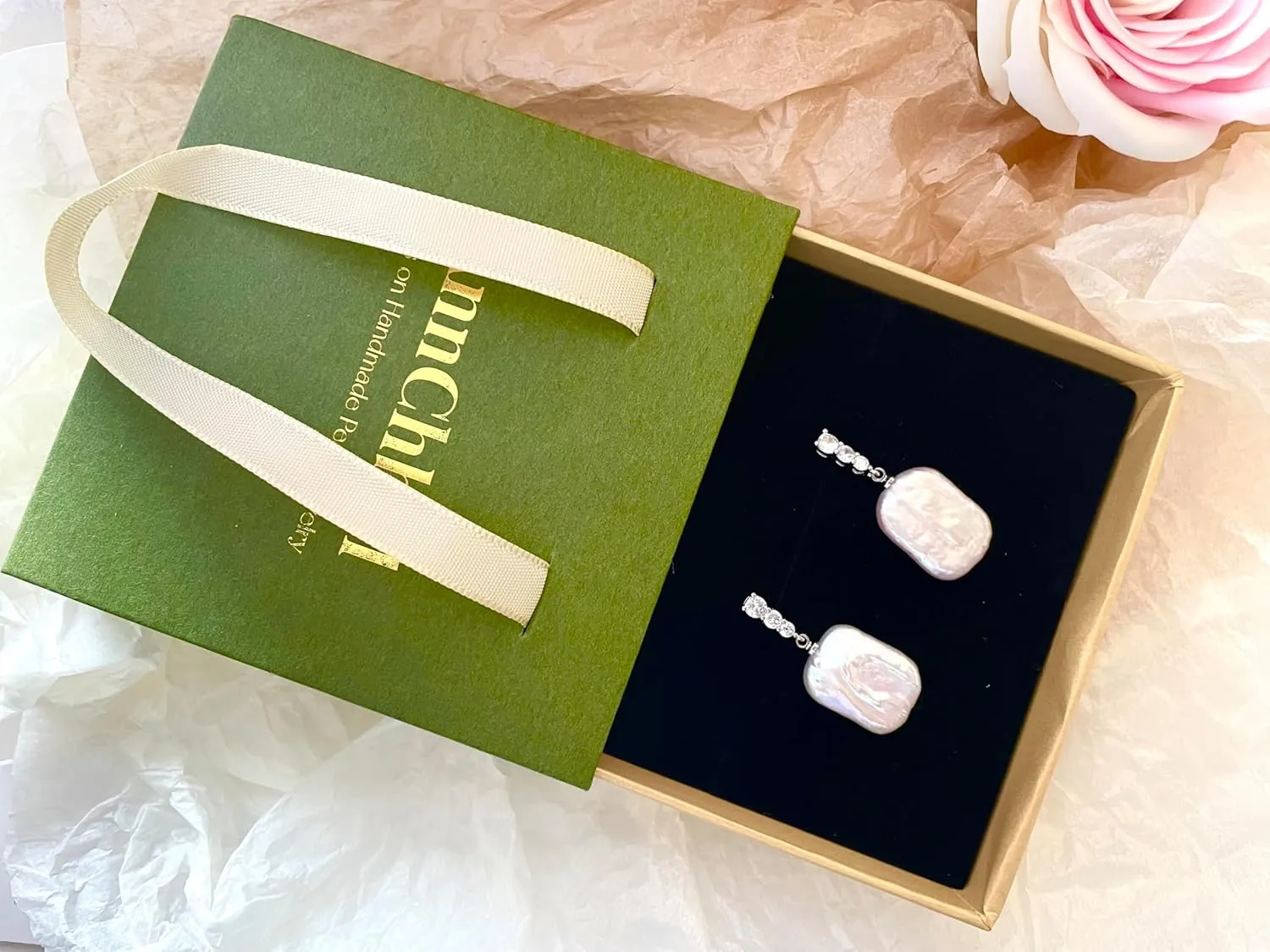 Baroque pearl earrings for Women cultured freshwater Pearl Stud hoop square statement earrings 14K Gold plated Drop Dangle Jewelry bridal wedding earrings birthday gift